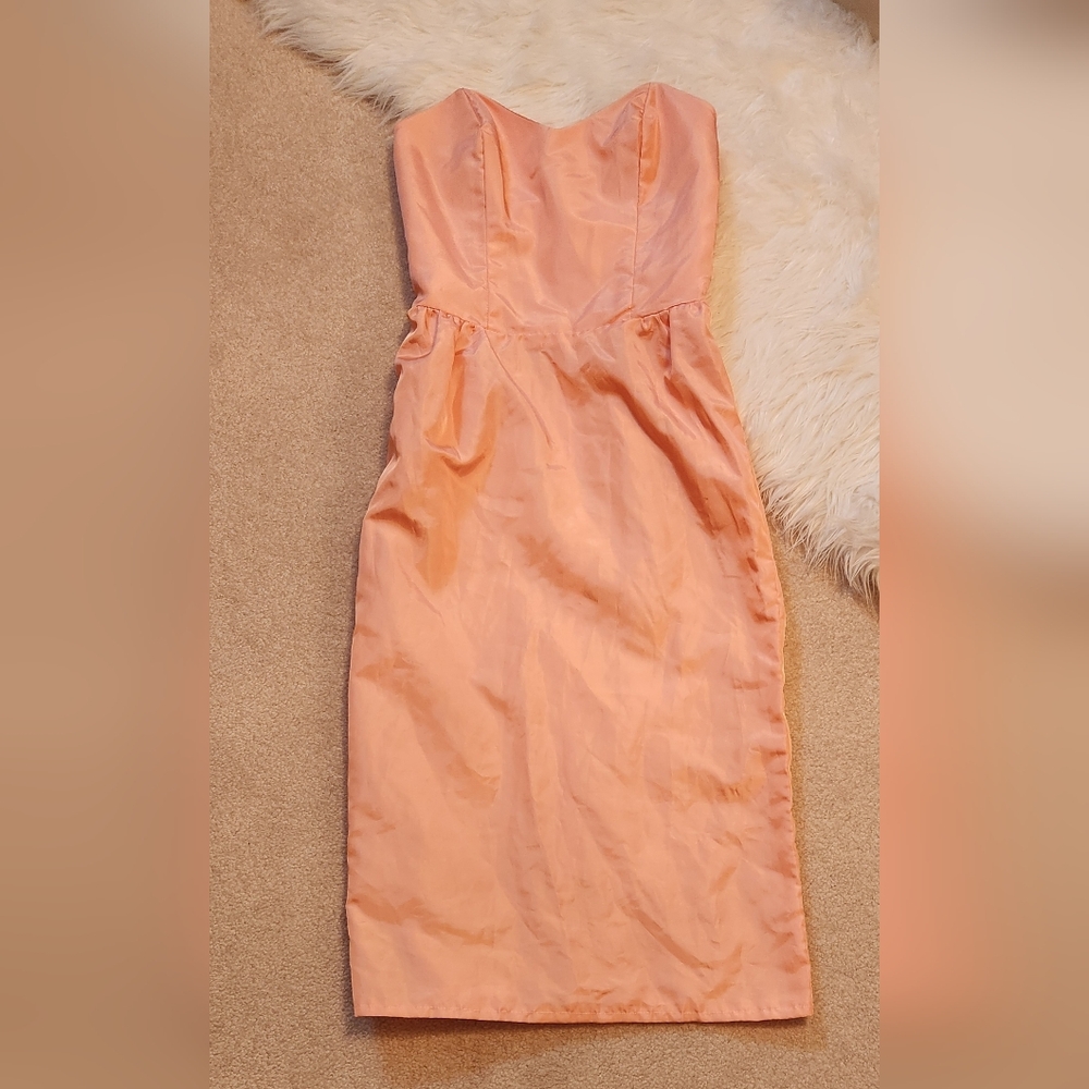 Strapless Peach Sheath Dress
